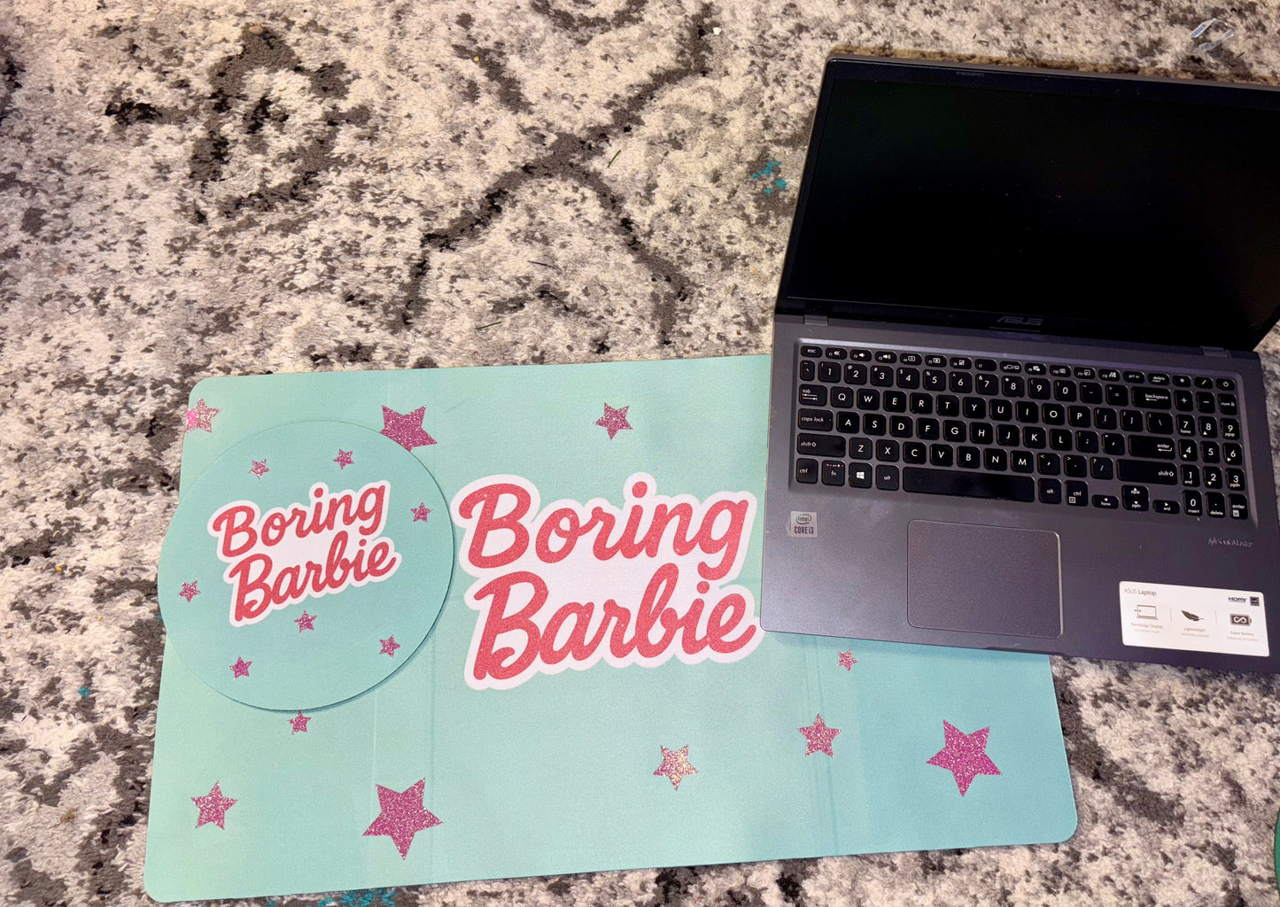 Boring Barbie 23x14 desk mat