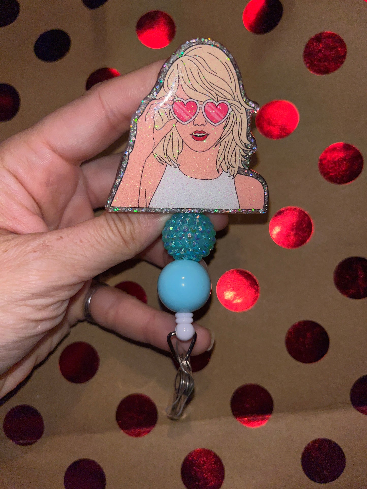 Heart glasses badge reel