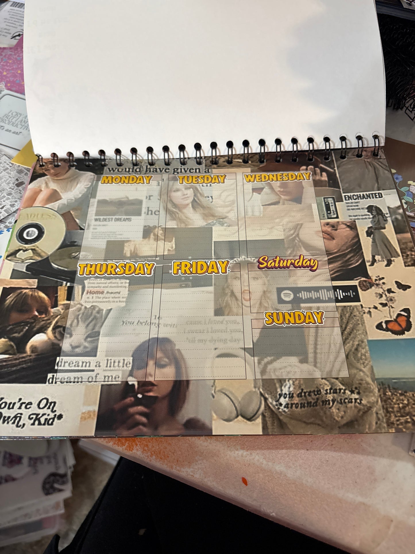 Weekly planner Taylor themed