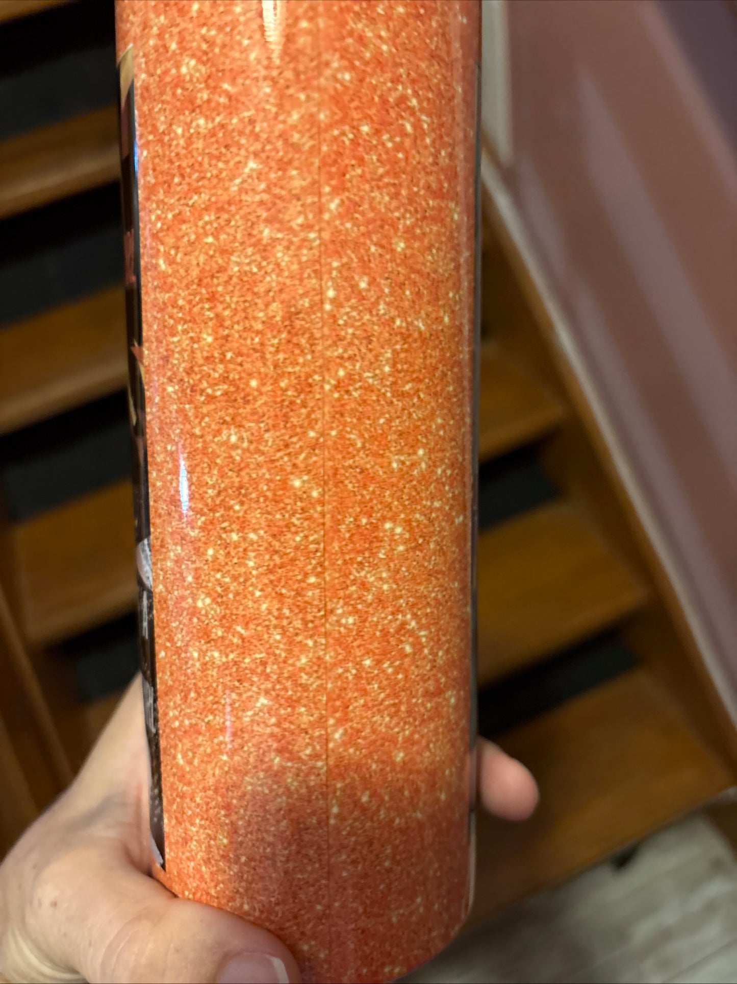 Orange glittered 20oz tumbler