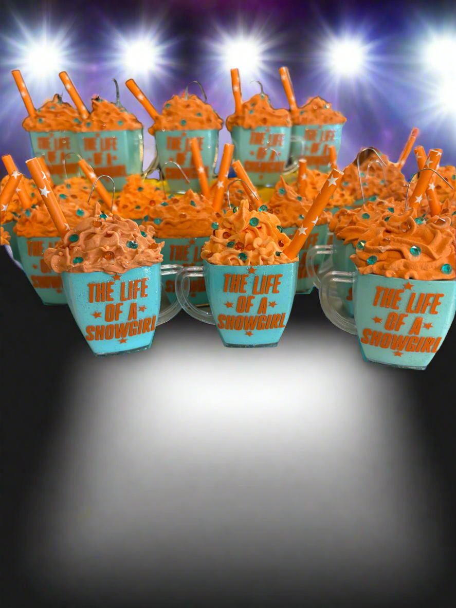 Glitter orange and teal ornaments