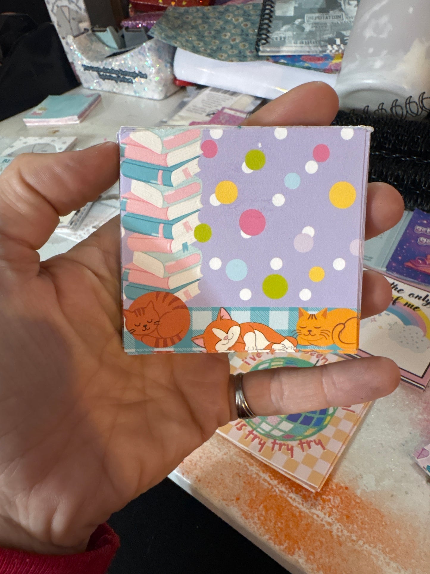 Orange cat mini note pad