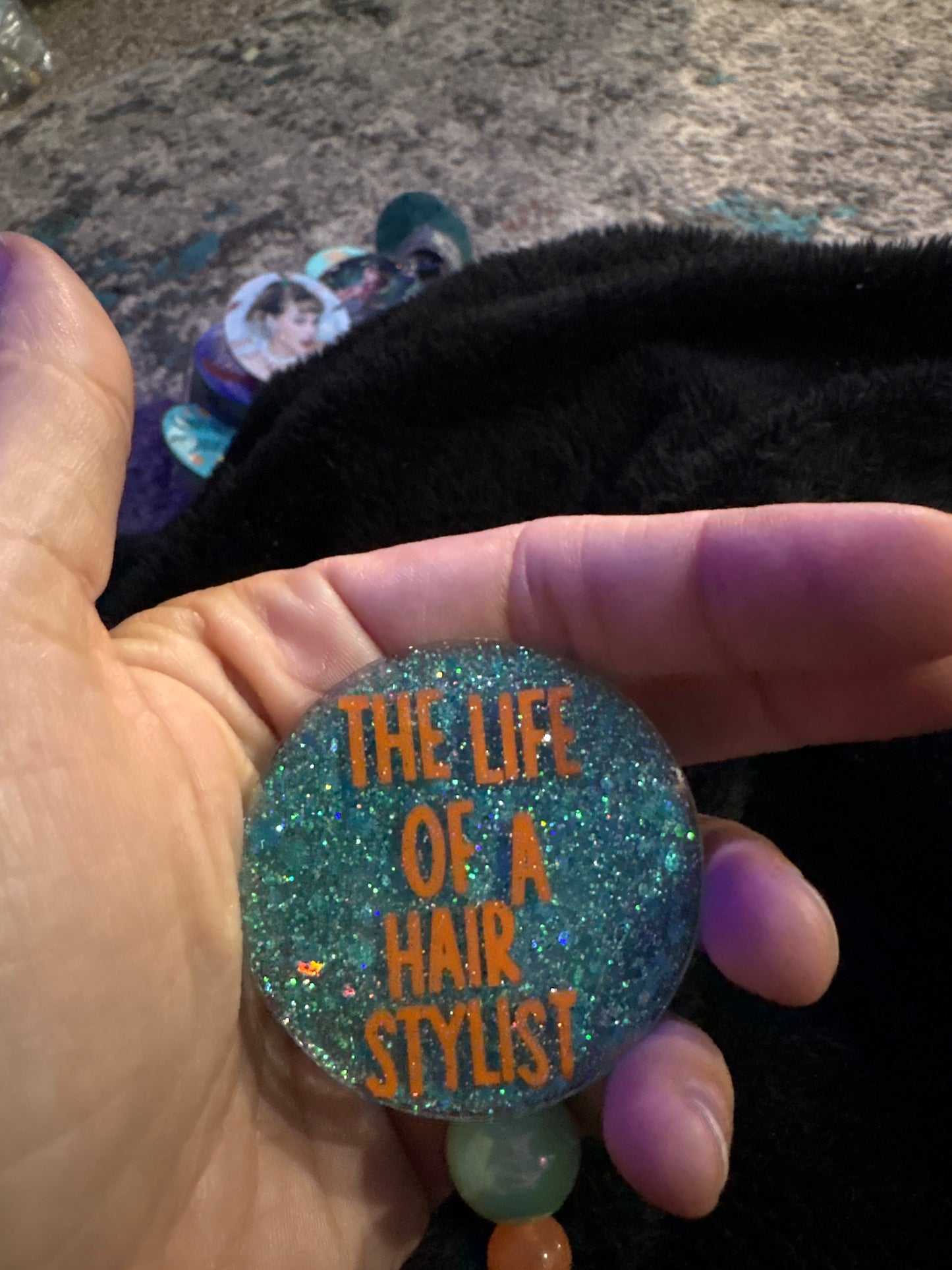 Hair stylist badge reel