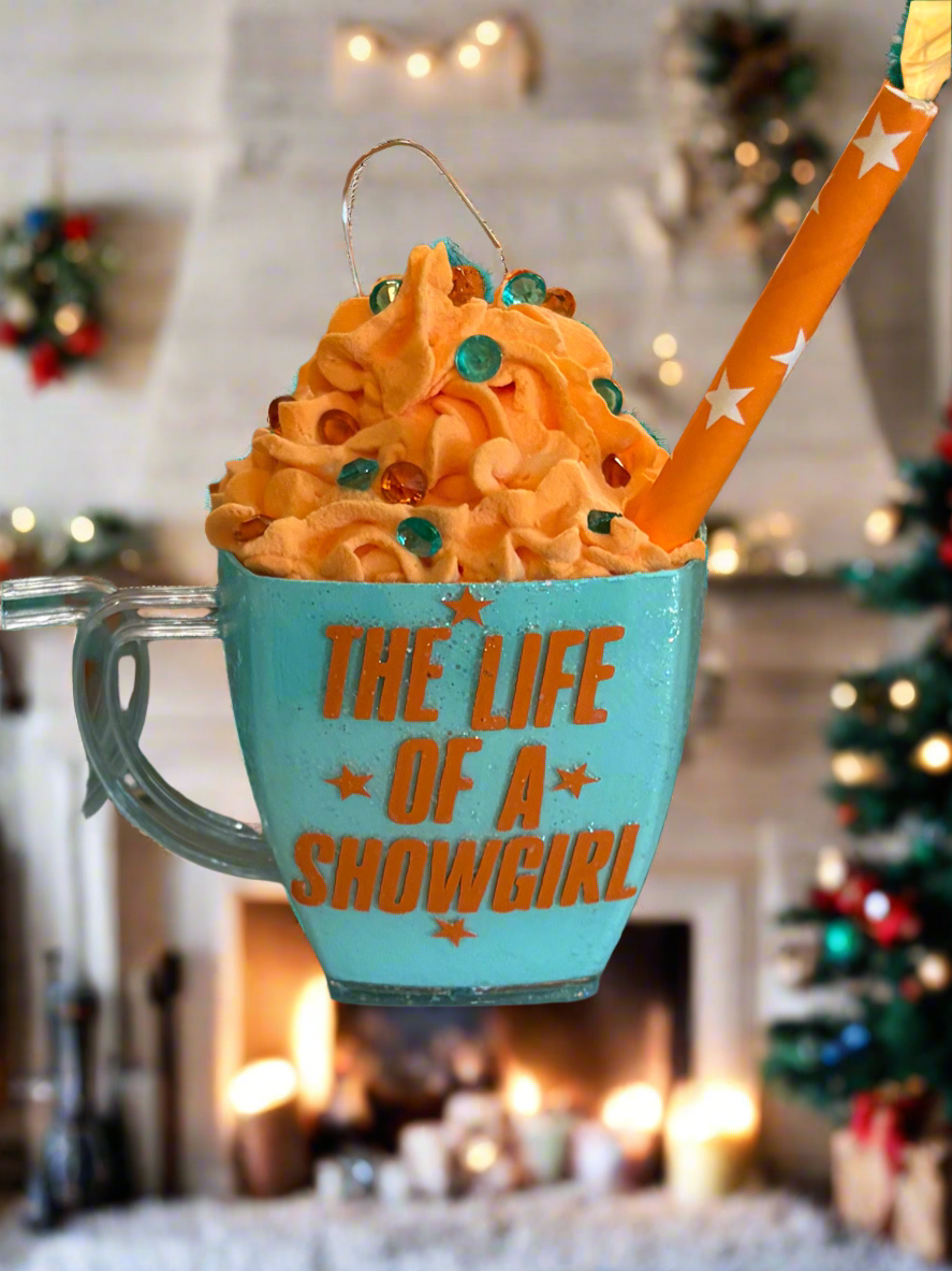 Glitter orange and teal ornaments
