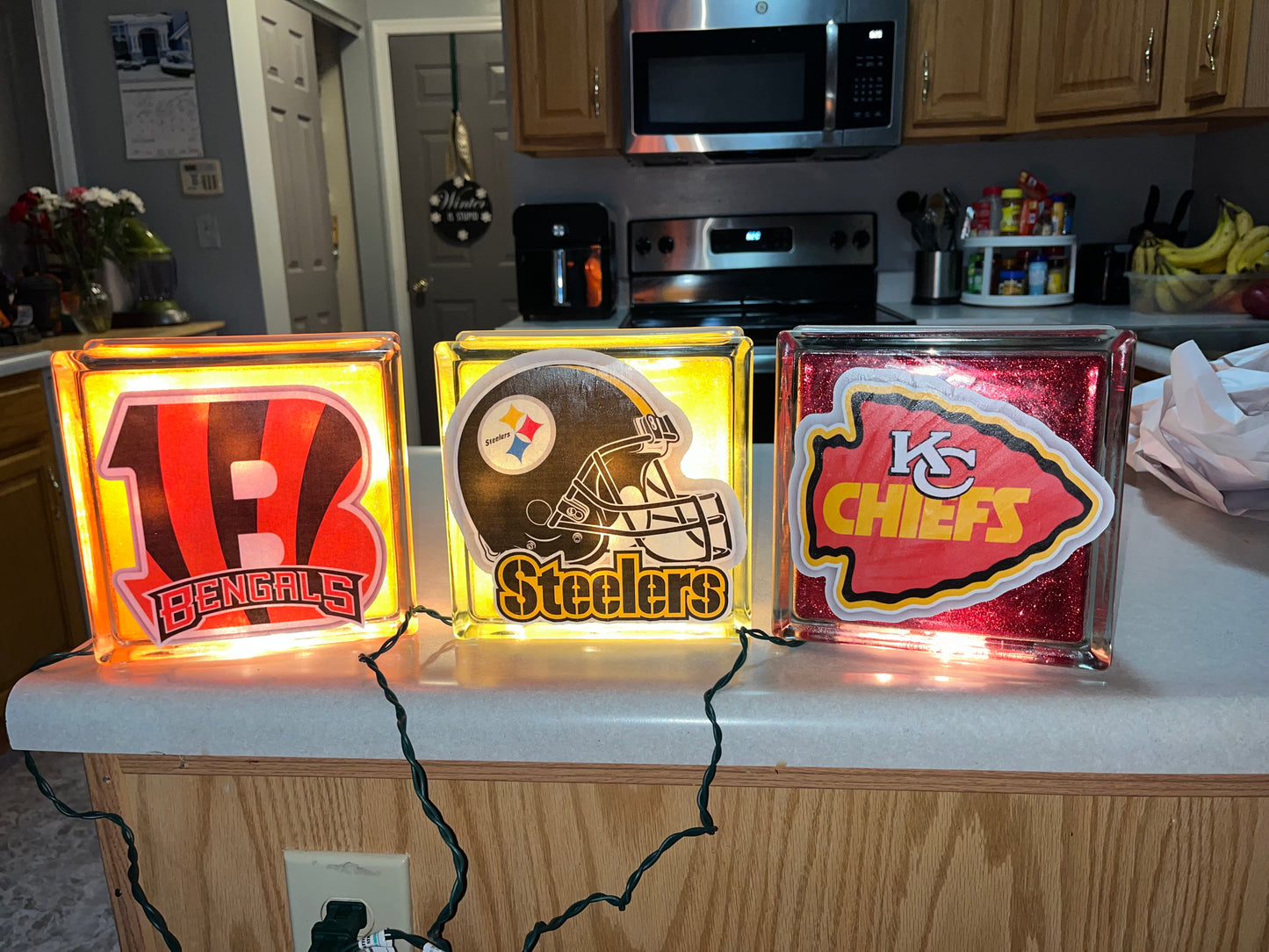Football teams light up boxes