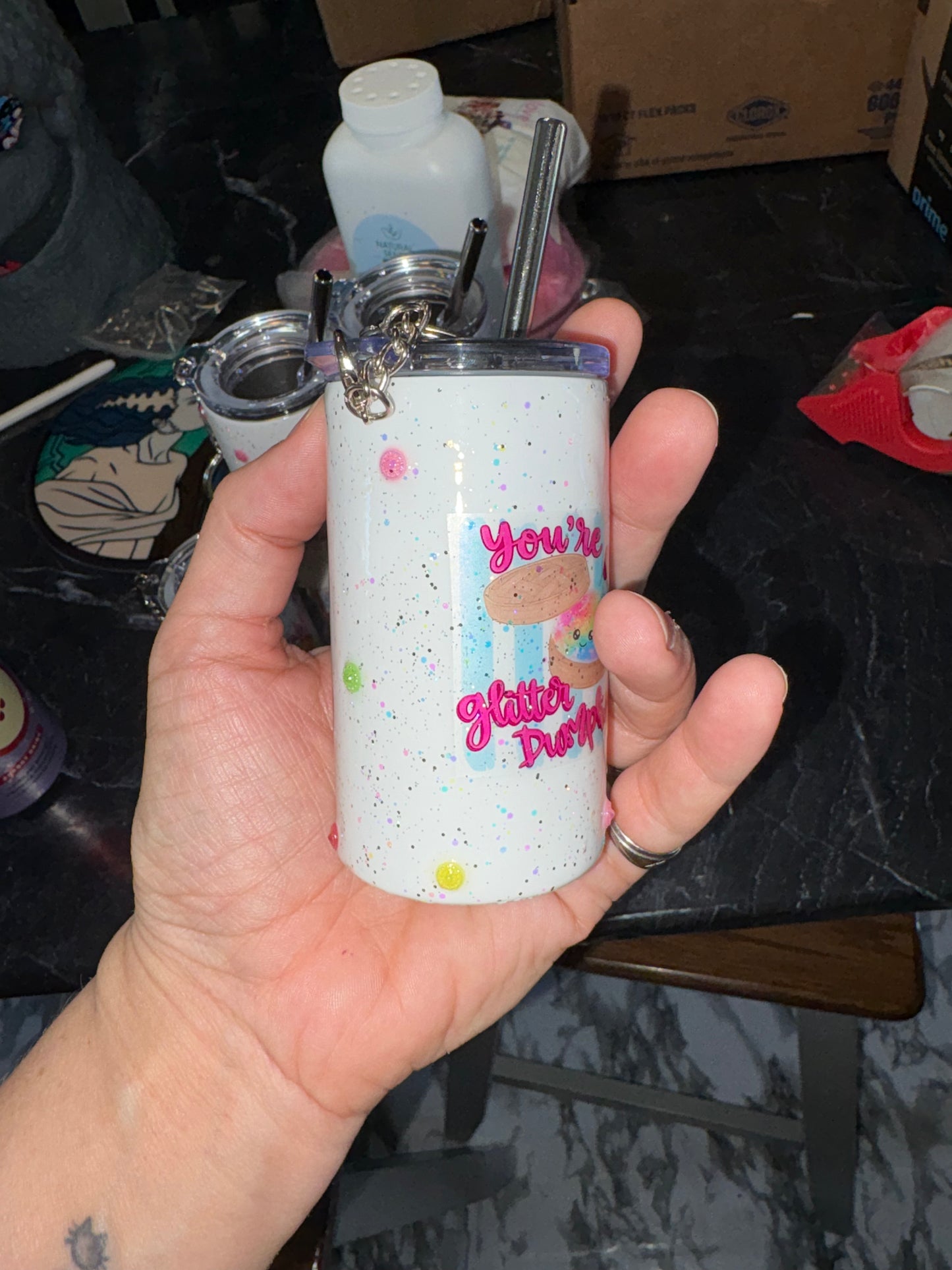 Glitter dumpling key chain