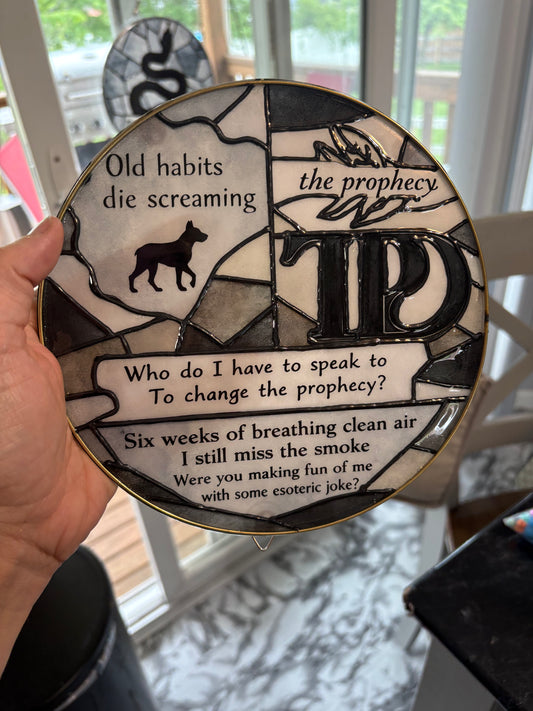 Black dog/prophecy suncatcher